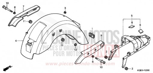 GARDE-BOUE ARRIERE VT125CY de 2000